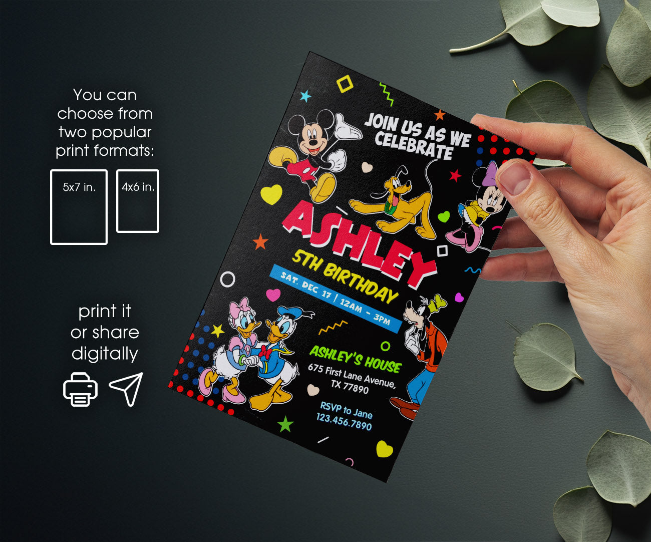 Clubhouse Mickey Mouse customizable invitation template | Share or Print | LE668