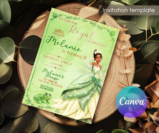 Tiana Frog Princess customizable invitation template | Share or Print | girl | RV102