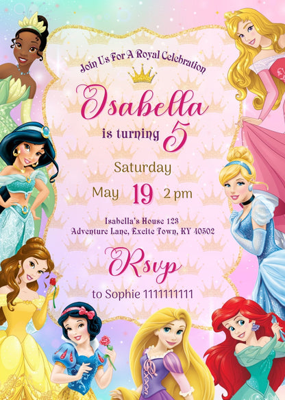 Disney Princess customizable invitation template | Share or Print | girl | MA328