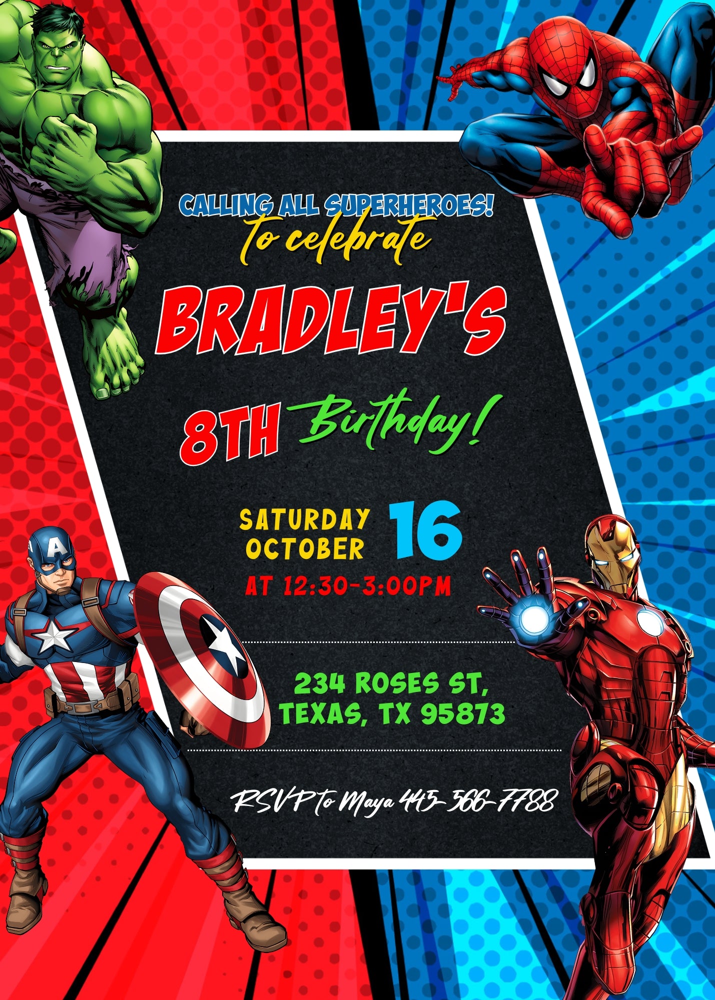 Avengers Marvel Superhero customizable invitation template | Share or Print | boy | CO999