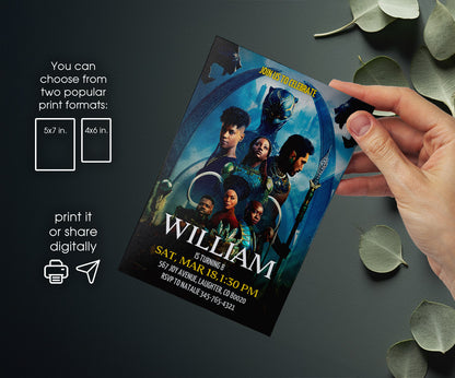 Black Panther Superhero Marvel customizable invitation template | Share or Print | boy | NR861