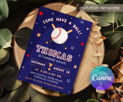 Baseball MLB Sport customizable invitation template | Share or Print | boy | UG310