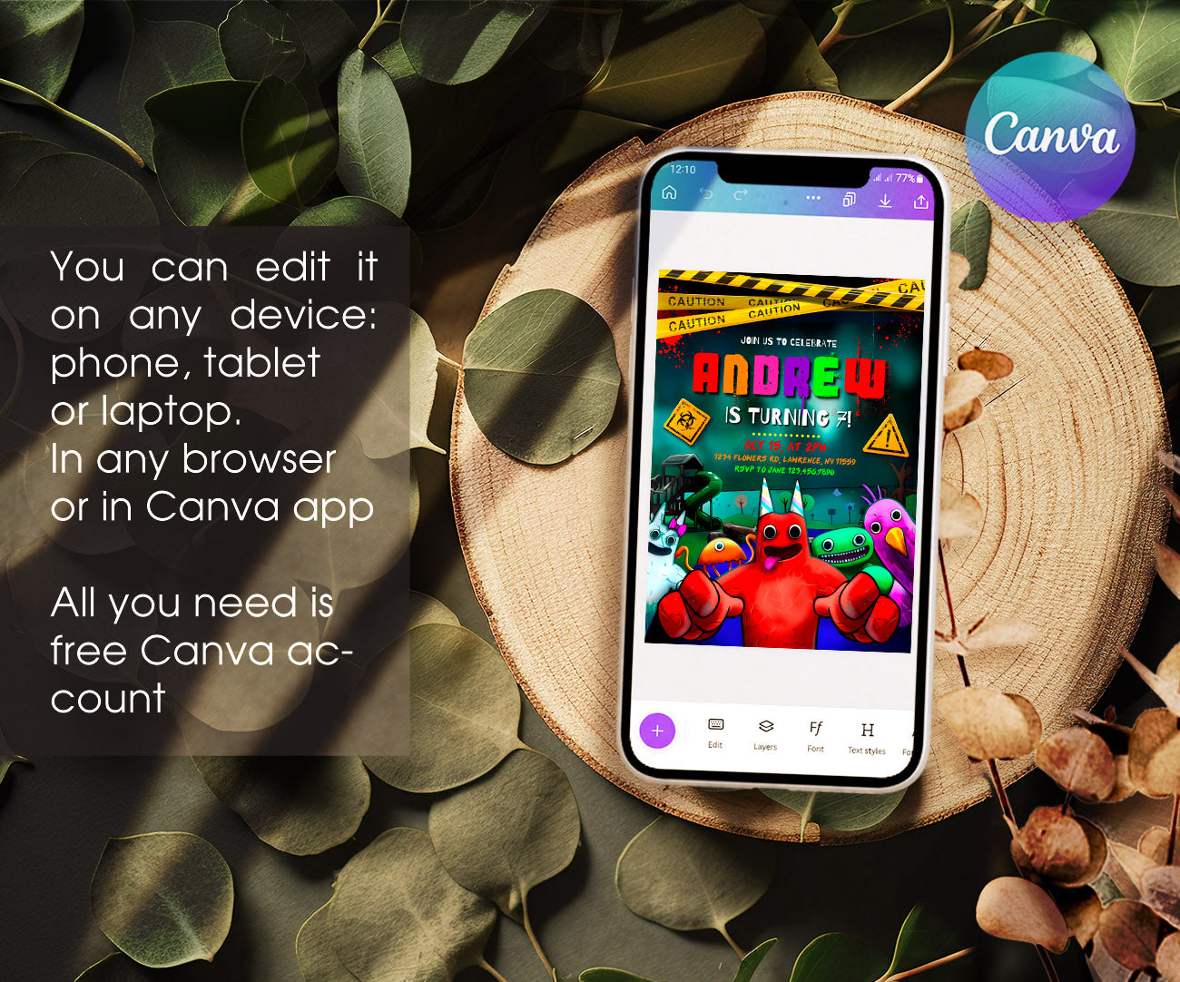 Garten of Banban Gamer customizable invitation template | Share or Print | CF353