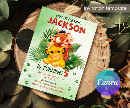 Lion King Simba customizable invitation template | Share or Print | LZ423