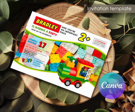 Lego Duplo Train customizable invitation template | Share or Print | YM731