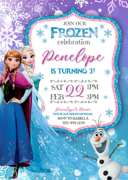 Frozen Elsa customizable invitation template | Share or Print | girl | QF771
