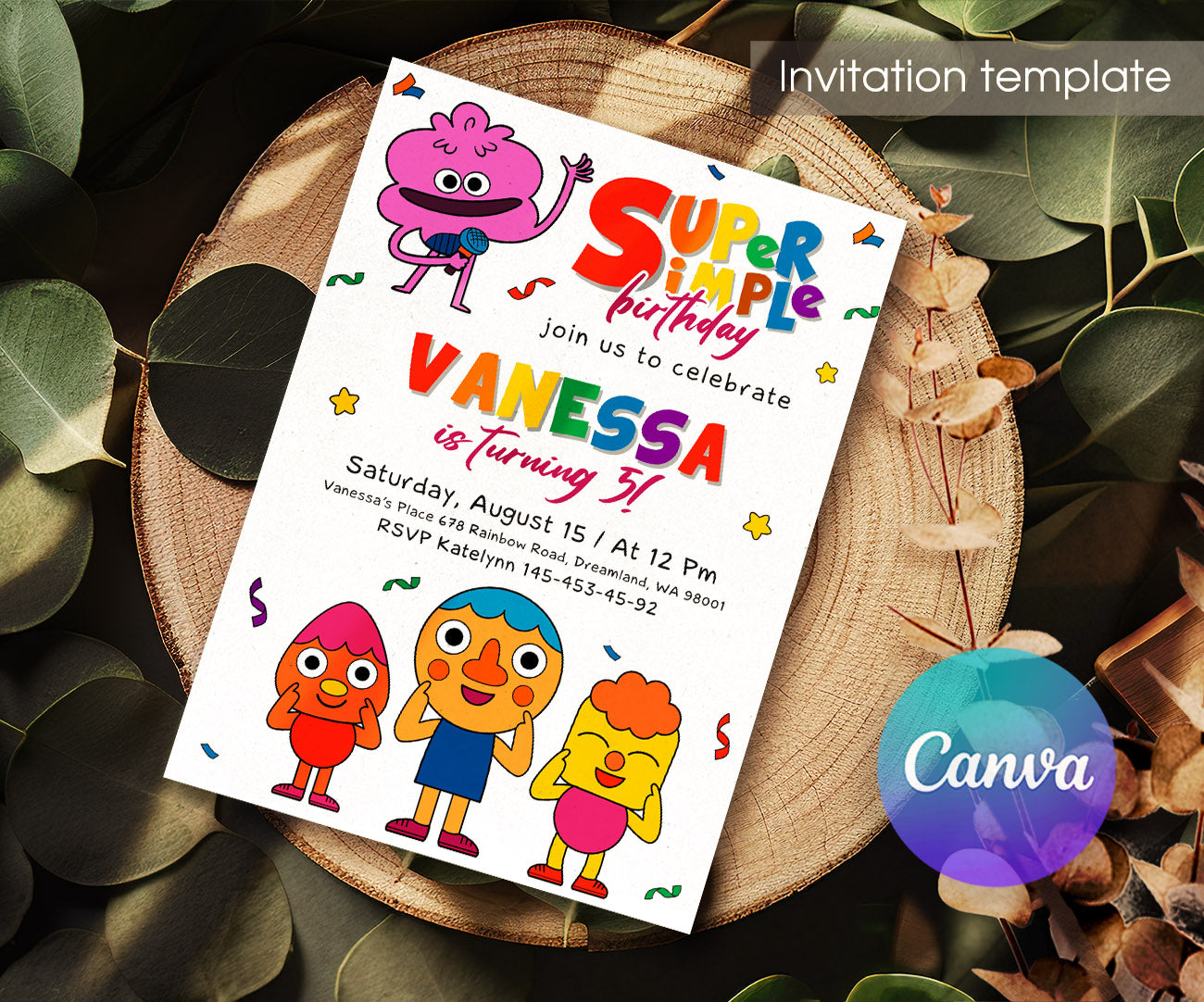 Super Simple Songs customizable invitation template | Share or Print | RF634
