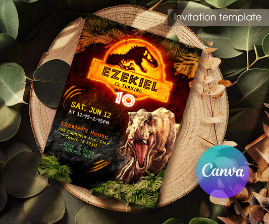 Jurassic World Dinosaur customizable invitation template | Share or Print | MT877