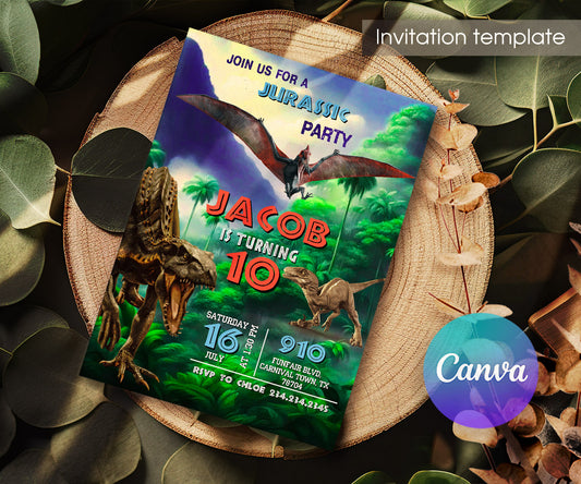 Jurassic Park Dinosaur customizable invitation template | Share or Print | ED459