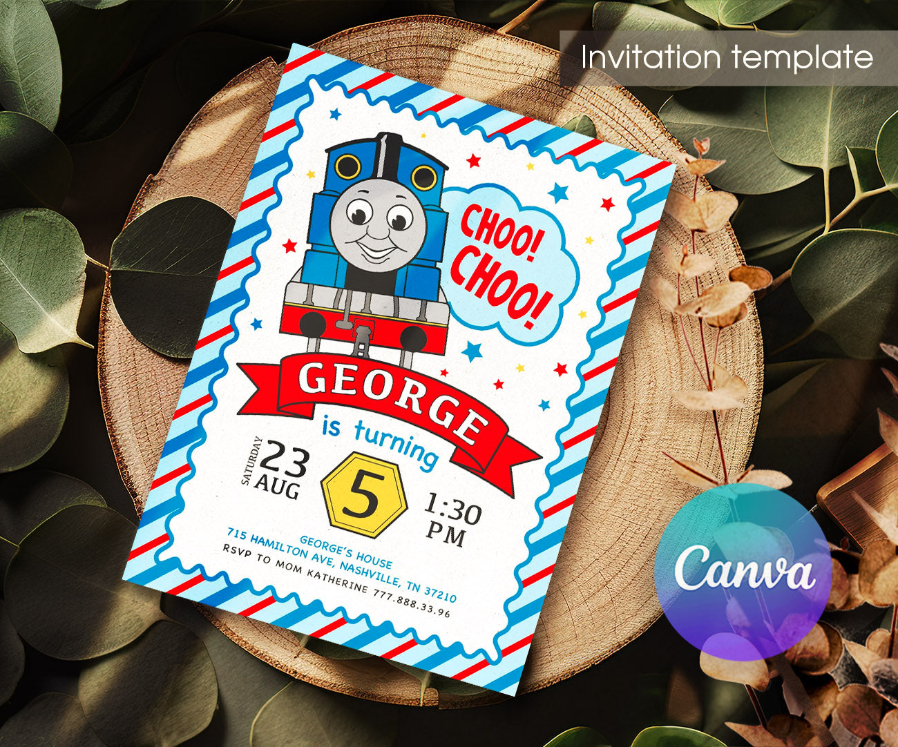 Thomas Train & Friends customizable invitation template | Share or Print | JX132