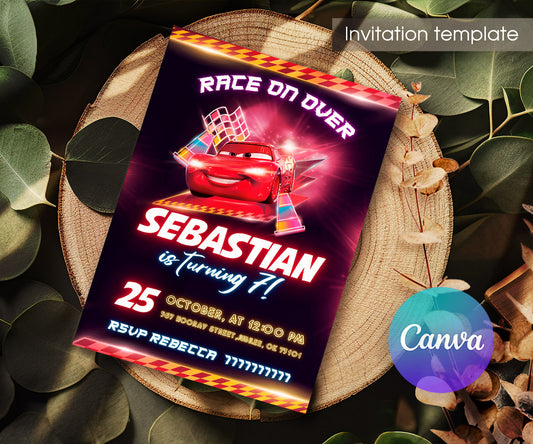 Cars Lightning McQueen customizable invitation template | Share or Print | boy | GO178