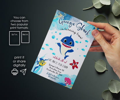 Baby Shark customizable invitation template | Share or Print | QI999