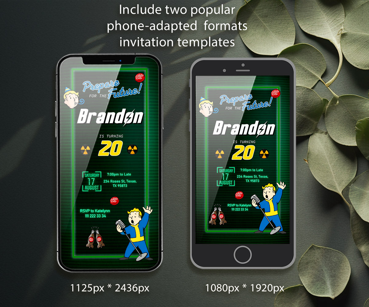 Fallout Pipboy customizable invitation template | Share or Print | US526