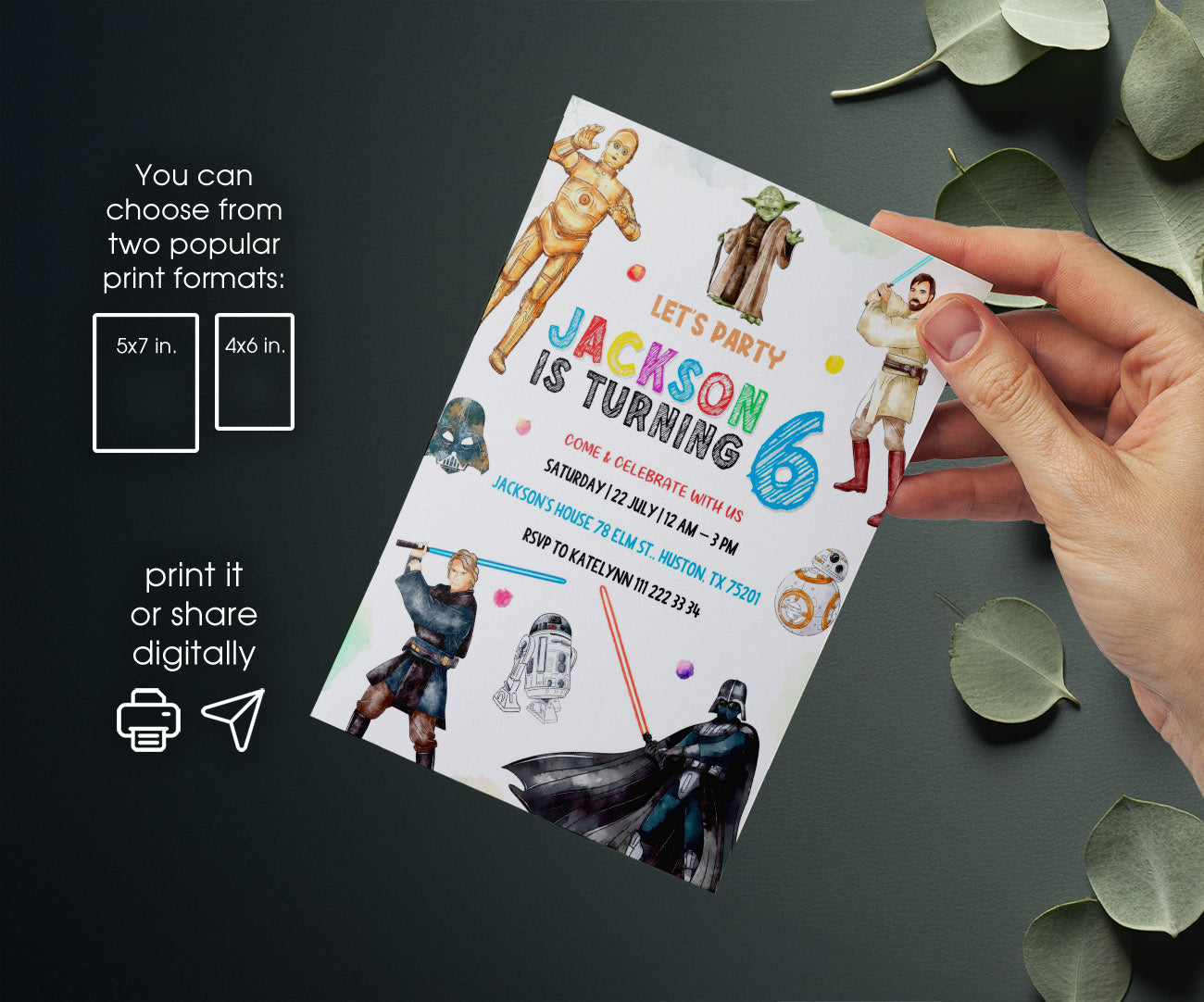 Star Wars Darth Vader customizable invitation template | Share or Print | boy | TG038