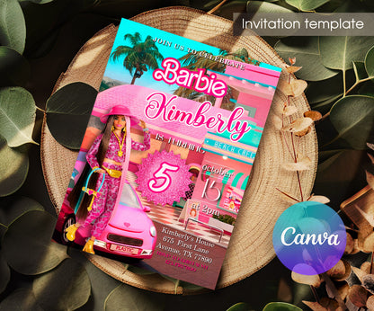 Barbie Pink customizable invitation template | Share or Print | girl | IM212