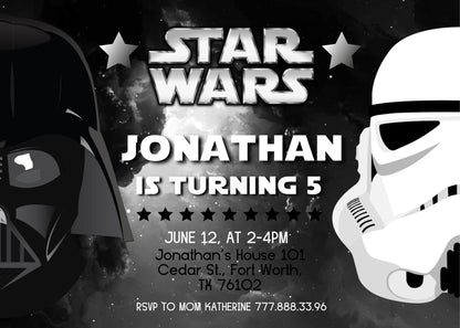 Star Wars Darth Vader customizable invitation template | Share or Print | boy | JW038