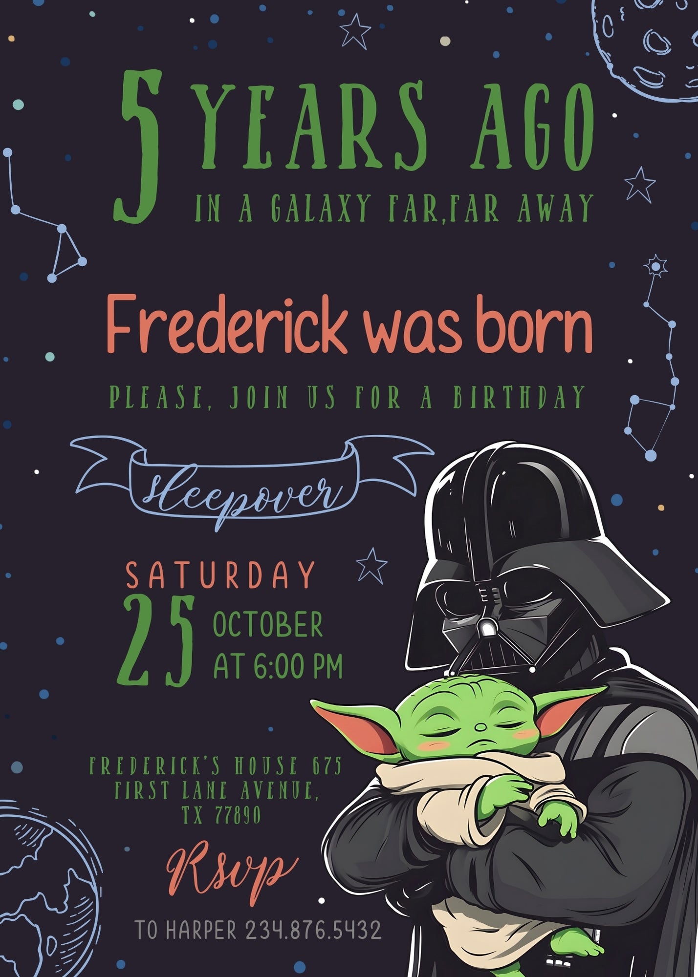 Star Wars Darth Vader customizable invitation template | Share or Print | boy | KL644