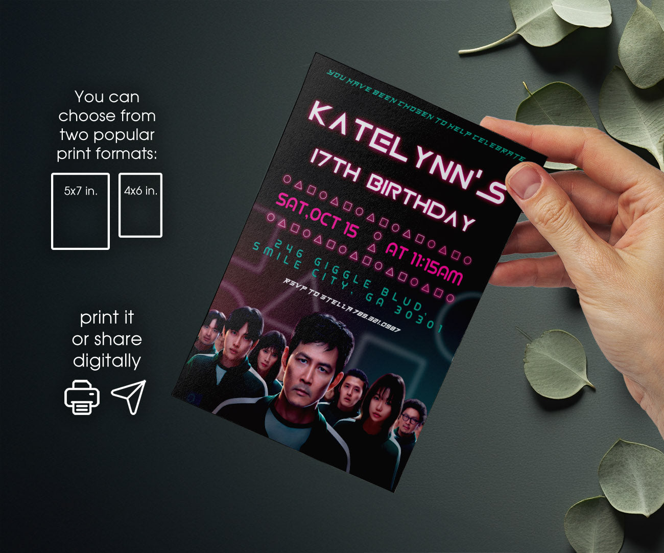 Squid Game customizable invitation template | Share or Print | LZ346