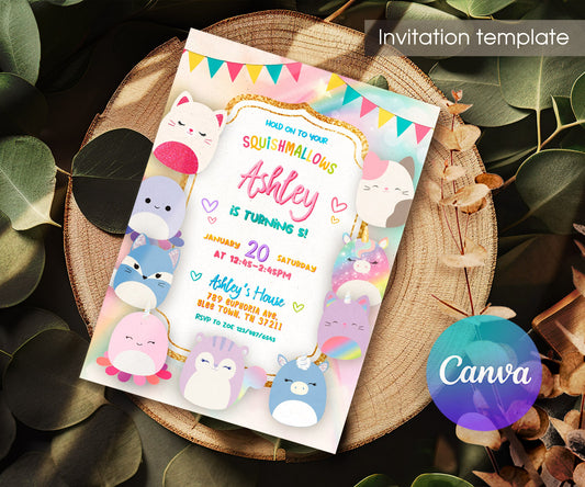 Squishmallows customizable invitation template | Share or Print | VF527