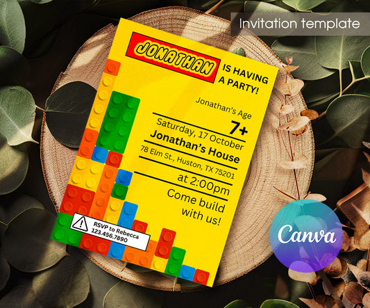 Lego customizable invitation template | Share or Print | EE510