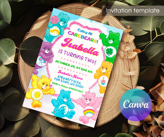 Care Bears customizable invitation template | Share or Print | CA003