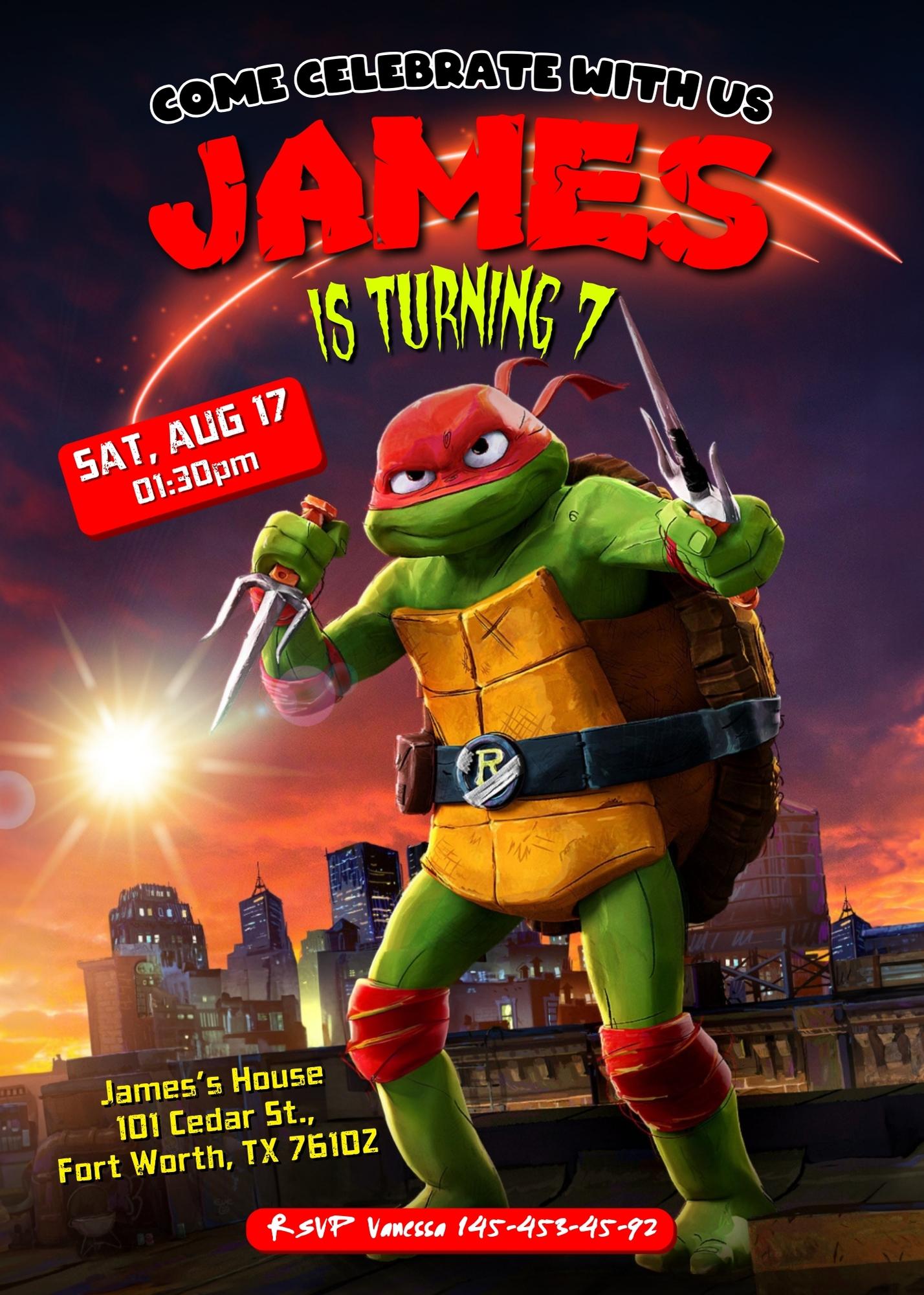 Teenage Mutant Ninja Turtles Mutant Mayhem customizable invitation template | Share or Print | boy | TT609