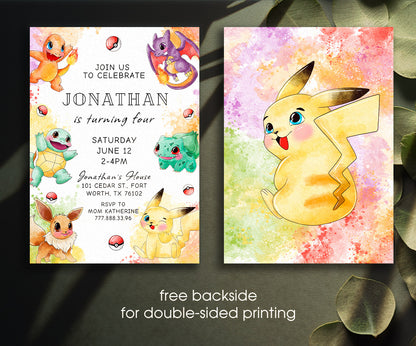 Pokemon Pikachu customizable invitation template | Share or Print | UP714