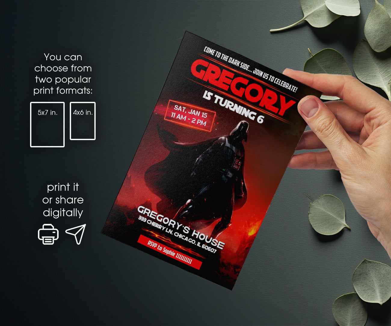 Star Wars Darth Vader customizable invitation template | Share or Print | boy | QB798