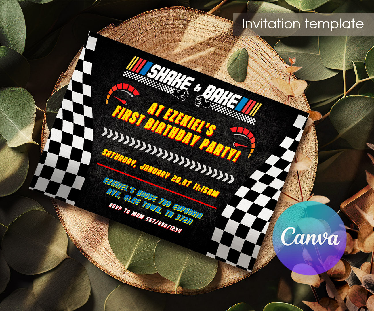 Nascar Racing Ricky Bobby customizable invitation template | Share or Print | boy | ZR624