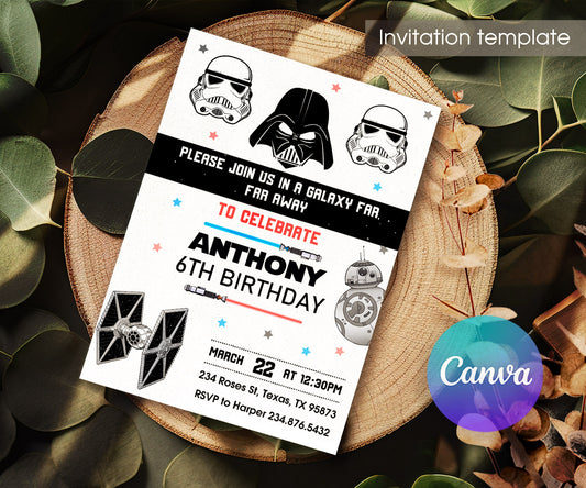 Star Wars Darth Vader customizable invitation template | Share or Print | boy | YD290
