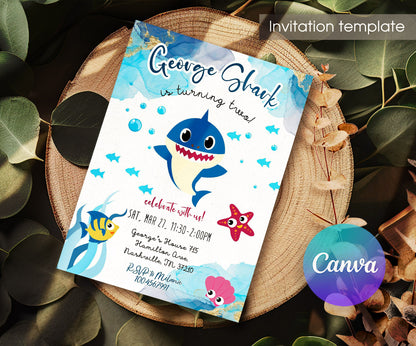 Baby Shark customizable invitation template | Share or Print | QI999