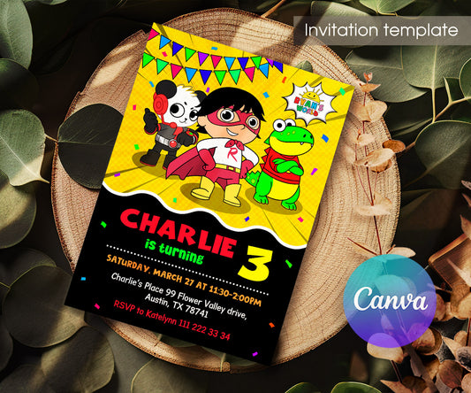 Ryan's World customizable invitation template | Share or Print | NF318