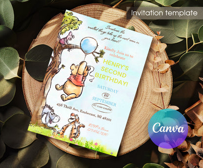 Winnie the Pooh customizable invitation template | Share or Print | MH614