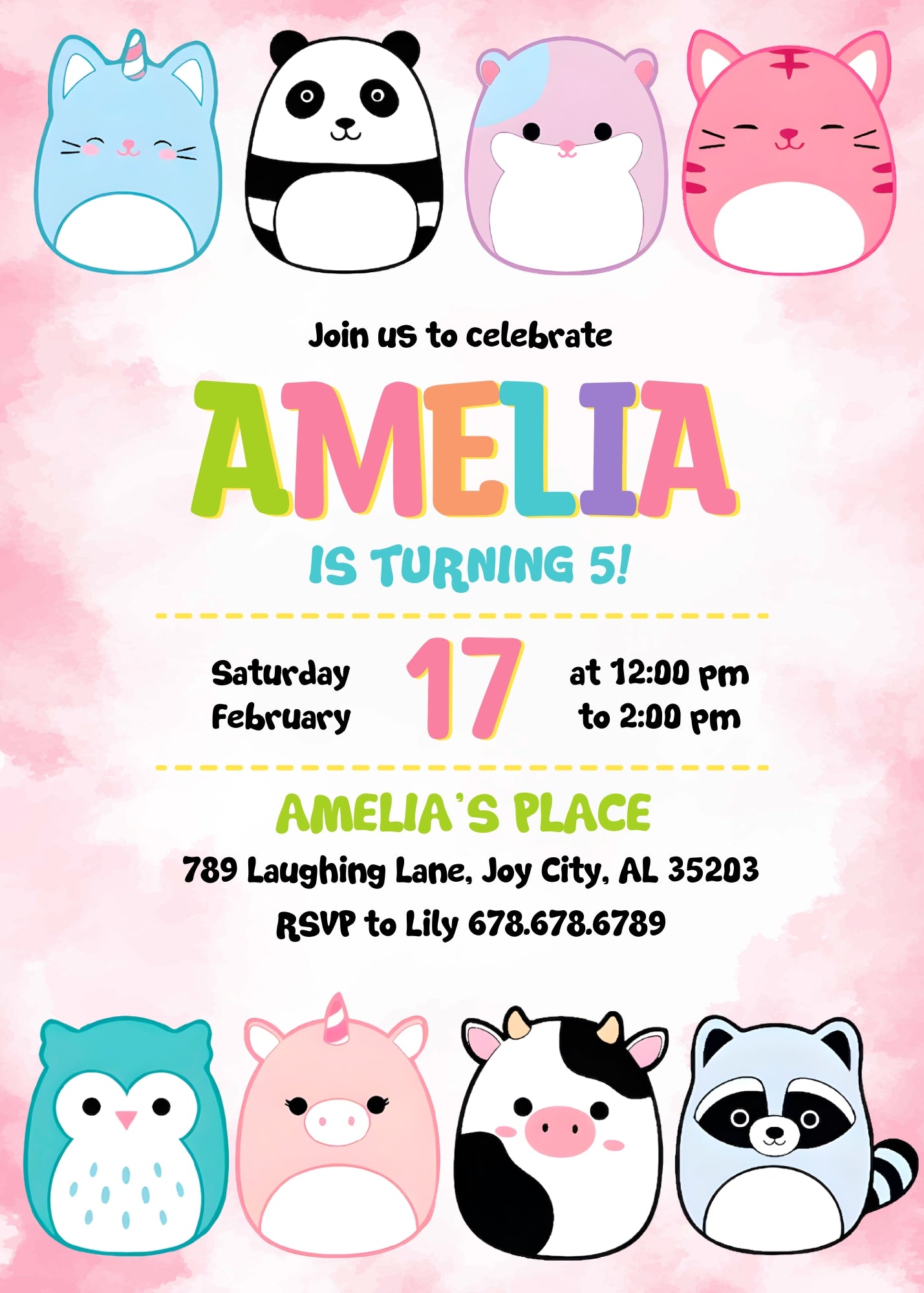 Squishmallows customizable invitation template | Share or Print | OI558