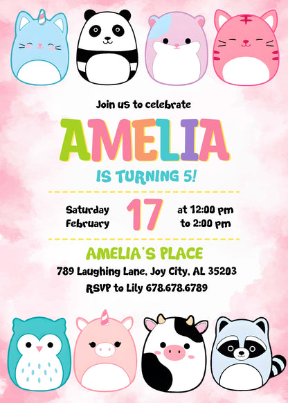 Squishmallows customizable invitation template | Share or Print | OI558