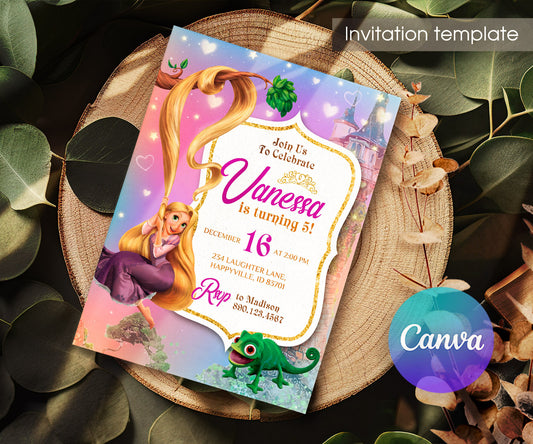 Rapunzel Princess Tangled customizable invitation template | Share or Print | girl | QG551