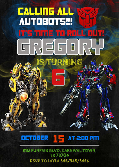 Transformers Rescue Bots customizable invitation template | Share or Print | boy | II238
