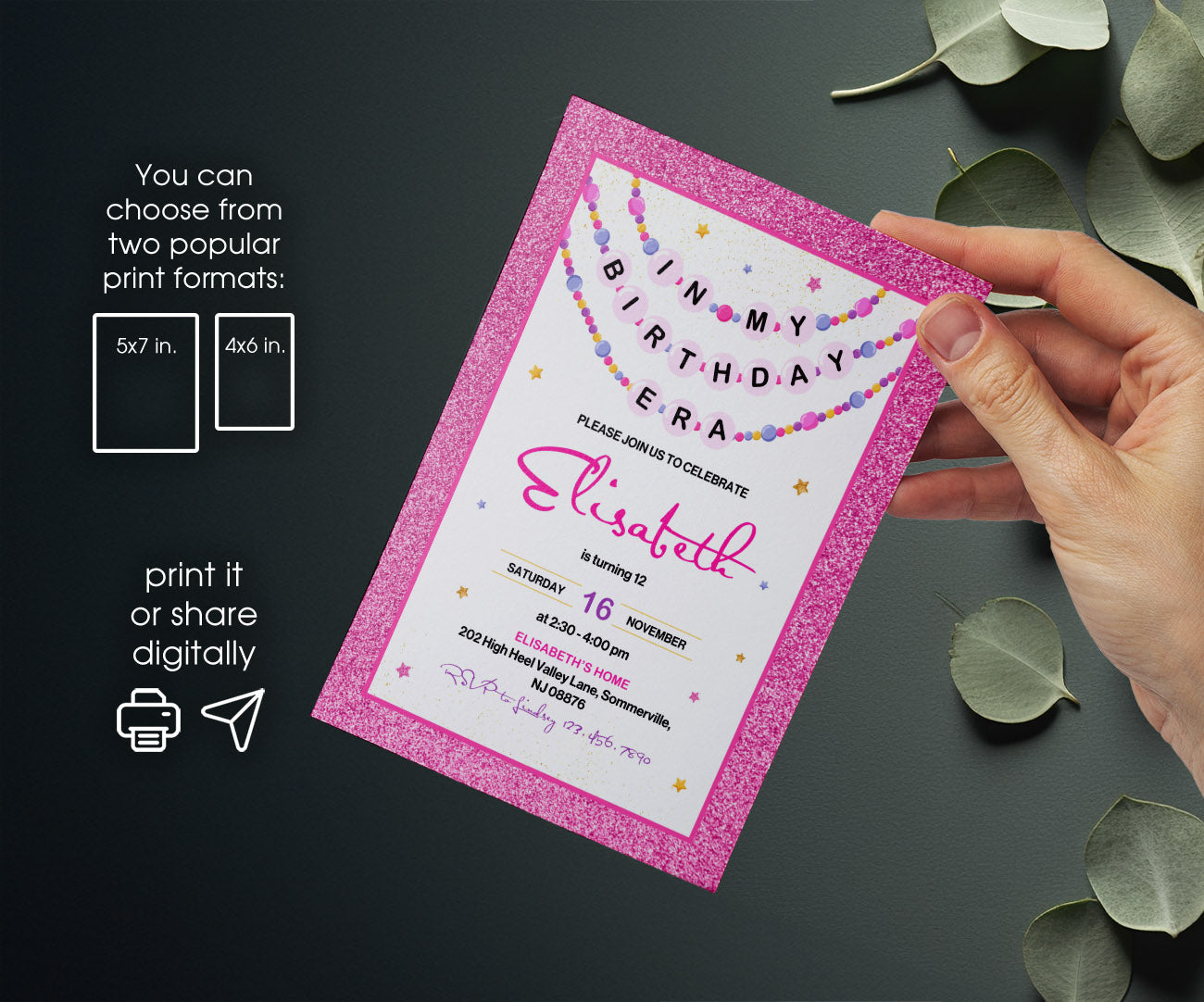 Taylor Swift Eras Tour customizable invitation template | Share or Print | girl | CK169