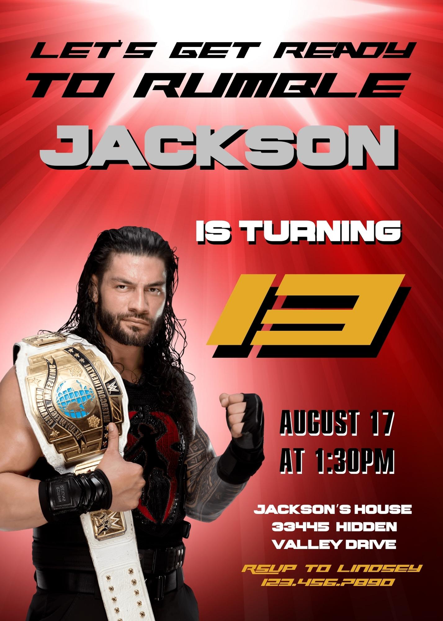Wrestling WWE WrestleMania customizable invitation template | Share or Print | boy | BL844