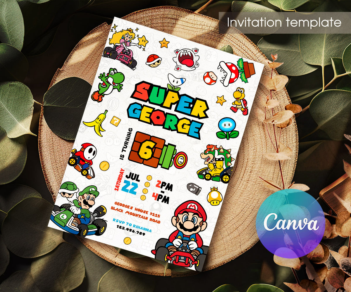 Mario Kart Gamer customizable invitation template | Share or Print | boy | RQ822