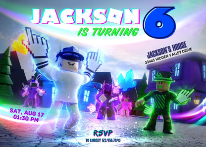 Roblox Gamer customizable invitation template | Share or Print | IV390