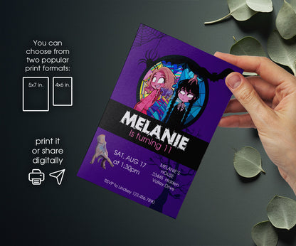 Wednesday Addams customizable invitation template | Share or Print | girl | MT249