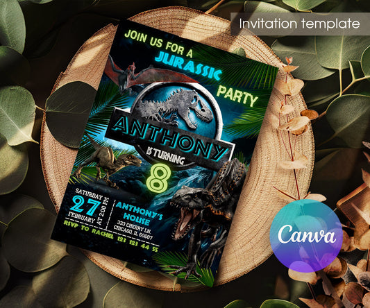 Jurassic Park Dinosaur customizable invitation template | Share or Print | FO430