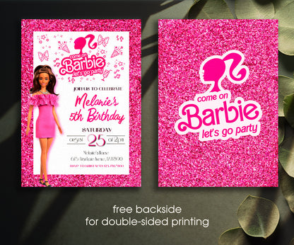 Barbie Pink customizable invitation template | Share or Print | girl | AQ993