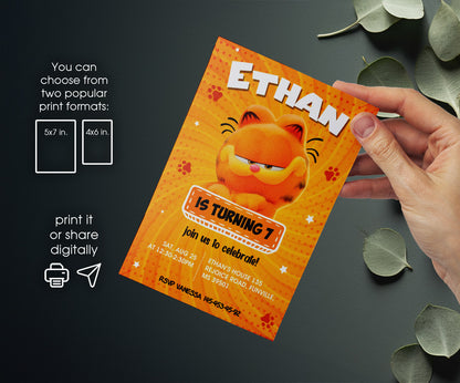 Garfield Orange Cat customizable invitation template | Share or Print | boy | FG920