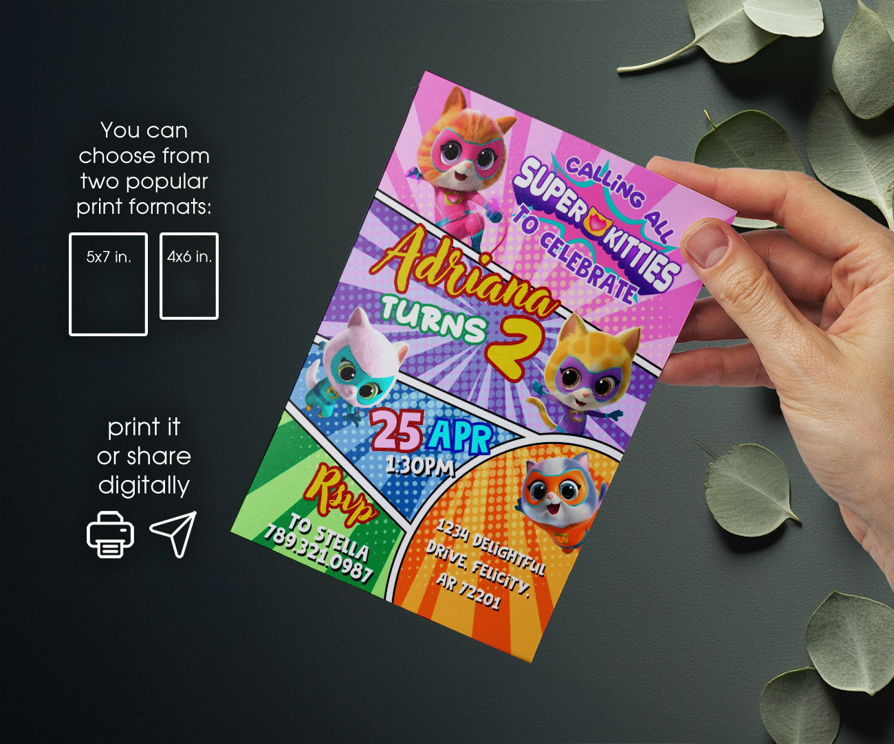 SuperKitties customizable invitation template | Share or Print | UD589