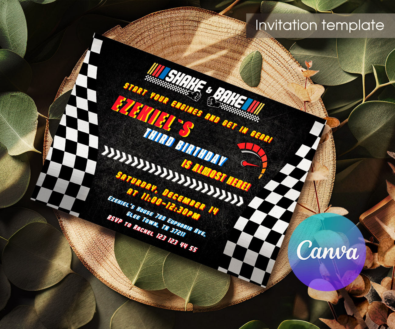 Nascar Ricky Bobby customizable invitation template | Share or Print | boy | CQ094