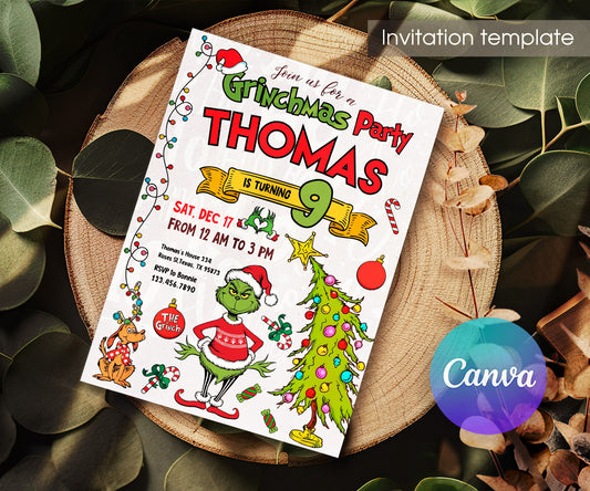 The Grinch  Merry Grinchmas customizable invitation template | Share or Print | RJ680