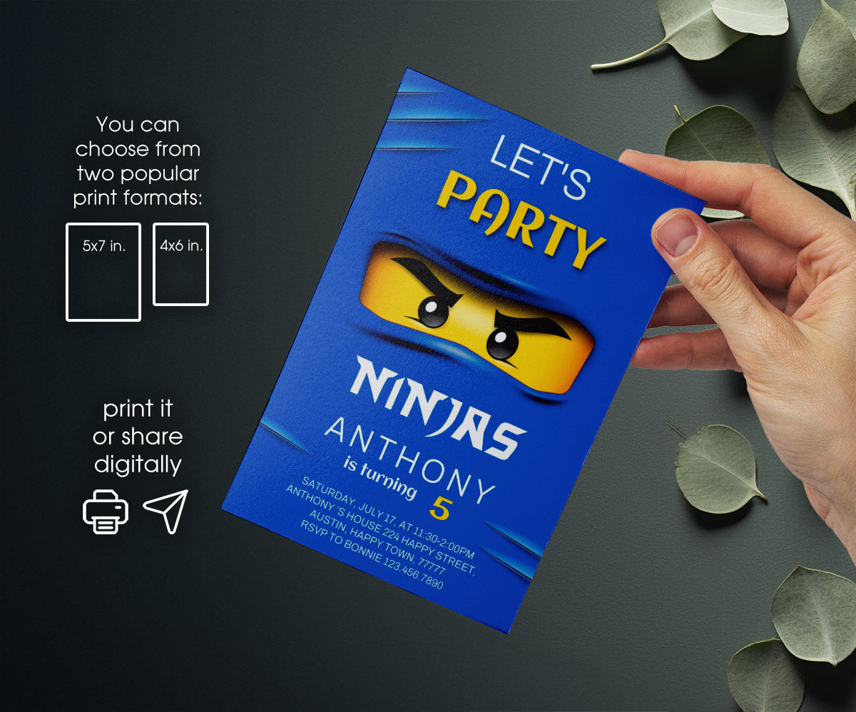 Ninjago Minifigures Lego customizable invitation template | Share or Print | QD306