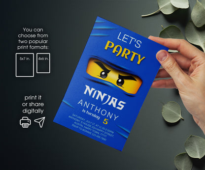 Ninjago Minifigures Lego customizable invitation template | Share or Print | QD306
